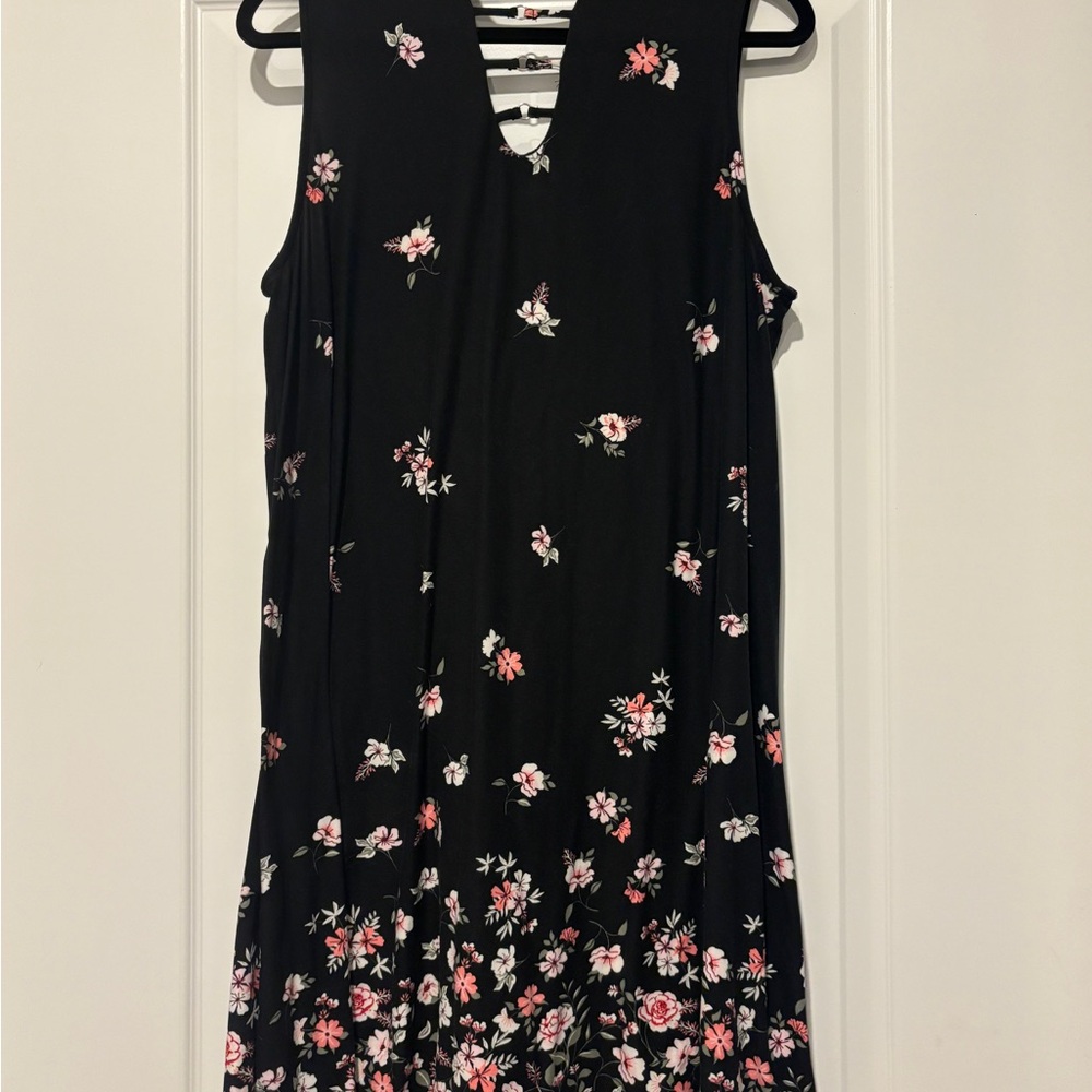 No Boundaries Black Floral Midi Dress